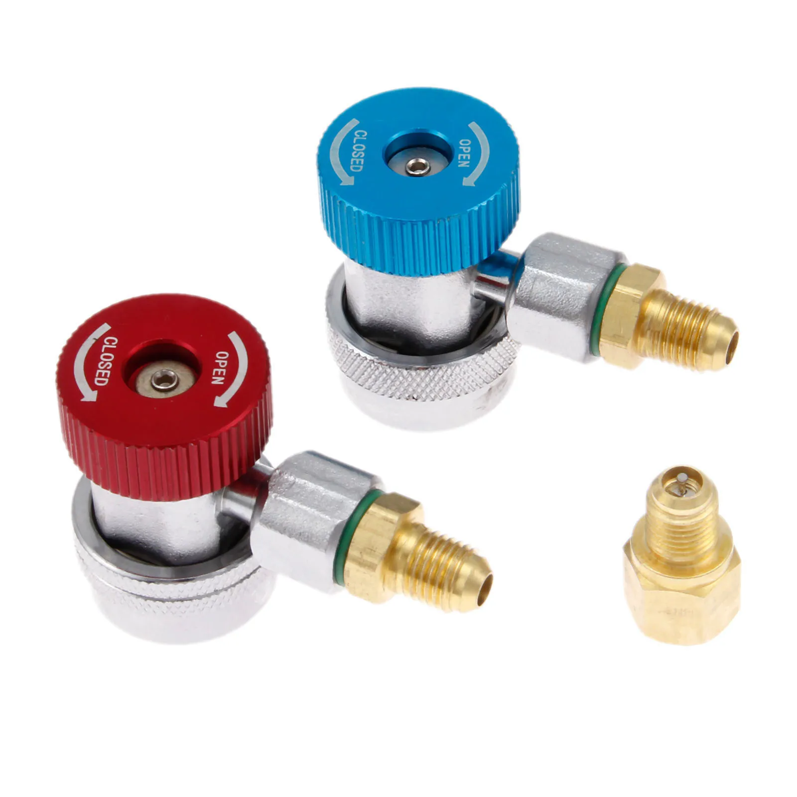 

2Pcs Adjustable Quick Coupler R134A High/Low Brass Quick Coupler Adapter M14 1/4" SAE with Valve Core Car Accessories
