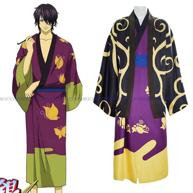 Костюм для косплея аниме Gintama Takasugi Shinsuke парик японское кимоно халат накидка