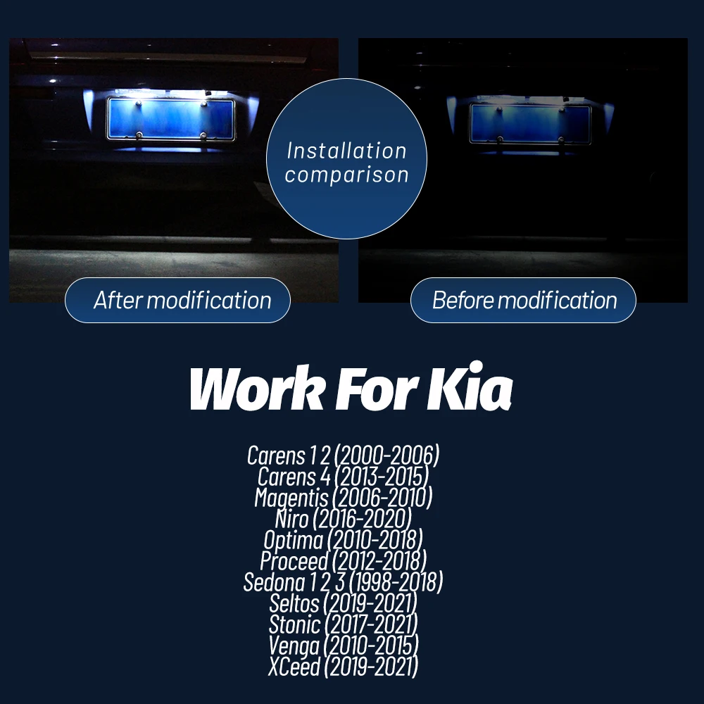 Подсветка номерного знака VENDY для Kia Carens Magentis Niro Optima Sedona 3 Seltos Stonic Venga XCeed 2 шт.