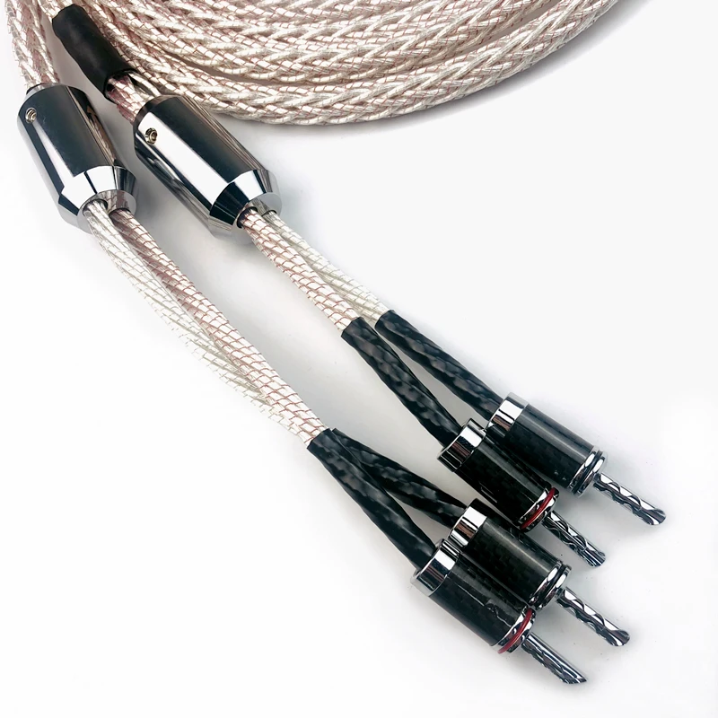 

Hifi Hi-end Speaker Cable Micro Space Copper Silver Plated Audiophile Audio Line Carbon Fibre Banana Plug / Y Spade Connector