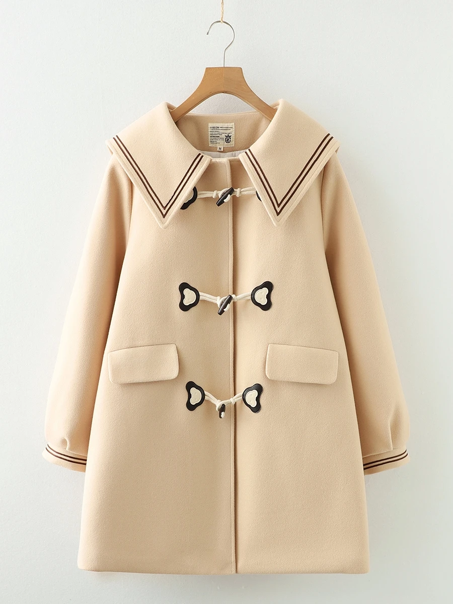 Женская шерстяная куртка с матросским воротником в консервативном стиле зимняя