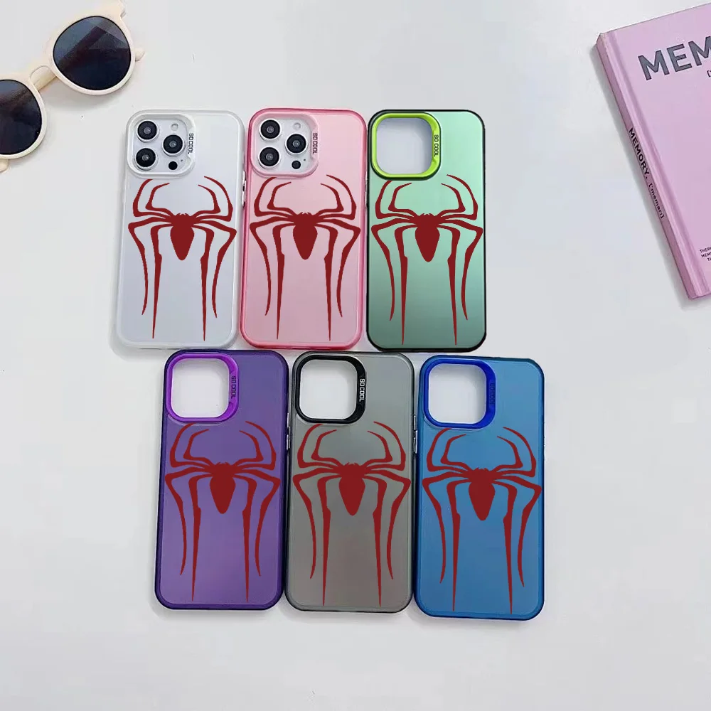 Разноцветный чехол для телефона S-Spider M-Man с логотипом IMD серебристый подходит iPhone