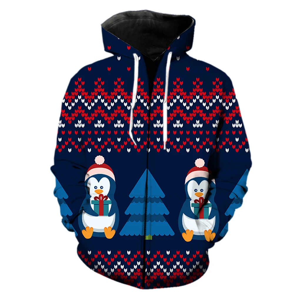 

Christmas Style Men's Zipper Hoodie Funny Casual Tops Cool Spring Streetwear Hip Hop Sweatshirts Teens 2022 Hot Sale Oversized