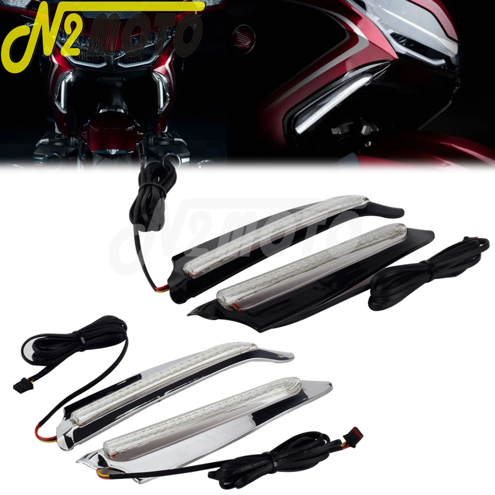 Motorcycle LED Front Lighted Vent Trim Turn Signal Kit For Honda Gold Wing 1800 Goldwing GL1800 F6B Tour DCT 2018 2019 2020 21