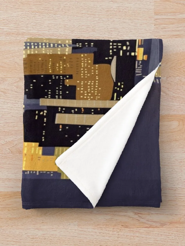 Нескребки ночью иллюстрация пледы одеяло рождественские украшения подарки