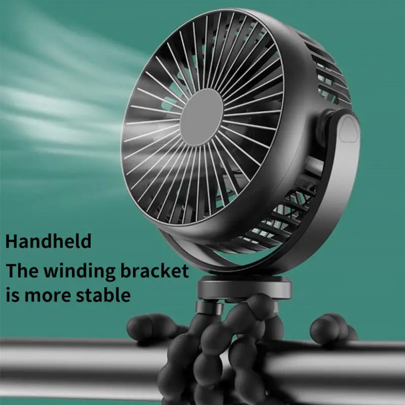 

Stroller Fan Hand Held Small Folding Fans Mini Ventilator Silent Table Outdoor Cooler Neck Fan USB Or 5200mAh Battery Powered
