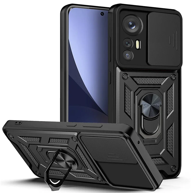 For Xiaomi Mi 12 Pro 12X 5G Case Slide Camera Shockproof Armor Case For Xiaomi Mi12 Mi12X Car Magnetic Holder Ring Protect Cover