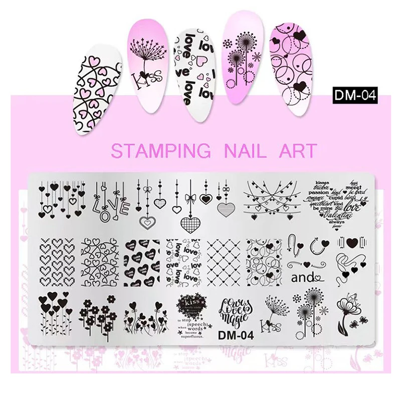 Пластины для стемпинга ногтей с изображением животных цветочные листья