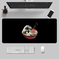 creative big wave mouse pad japan ramen egg desk surface black simple keyboard personality lock edge rubber nonslip xxl desk pad