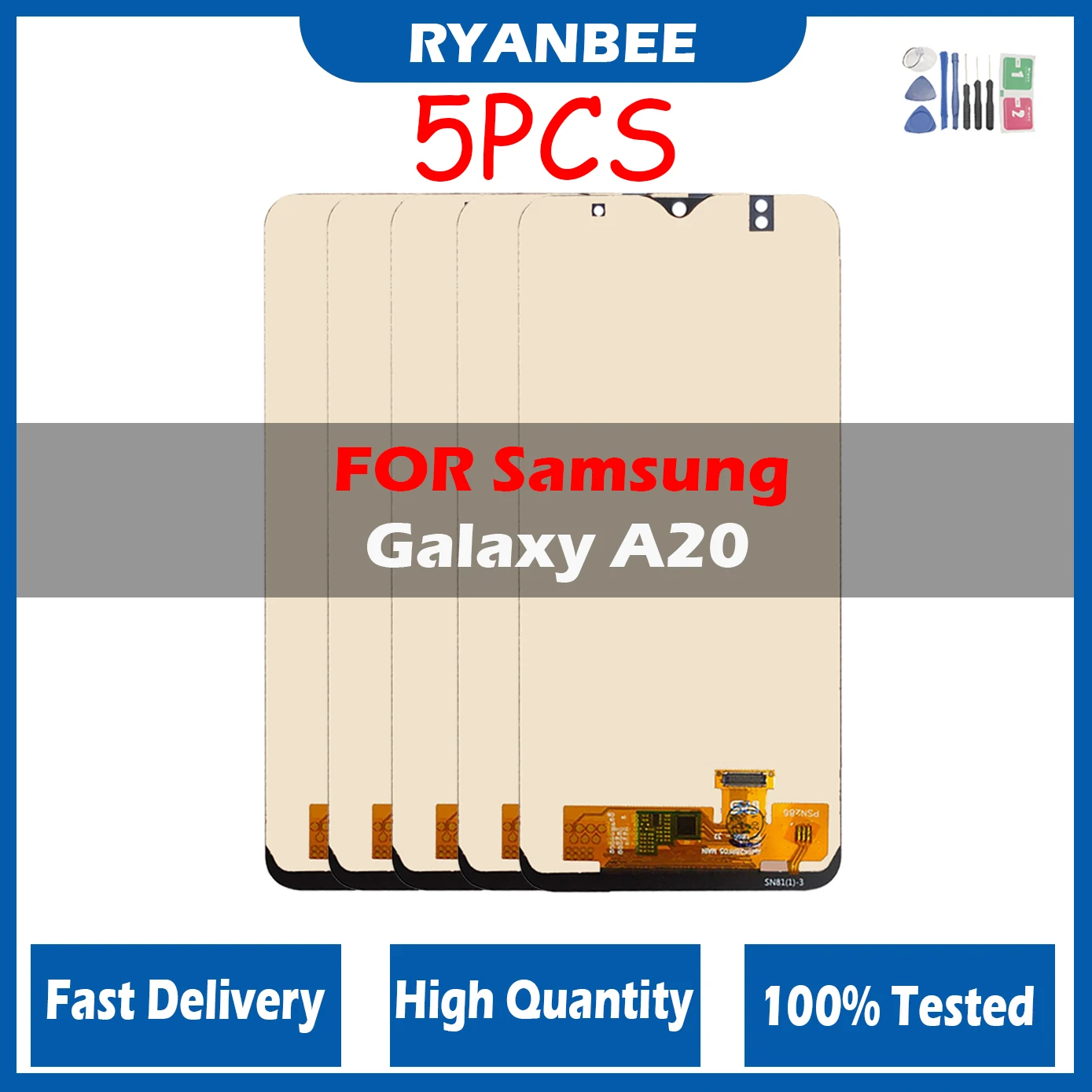 

5 шт./партия, сенсорный ЖК-дисплей для Samsung Galaxy A20