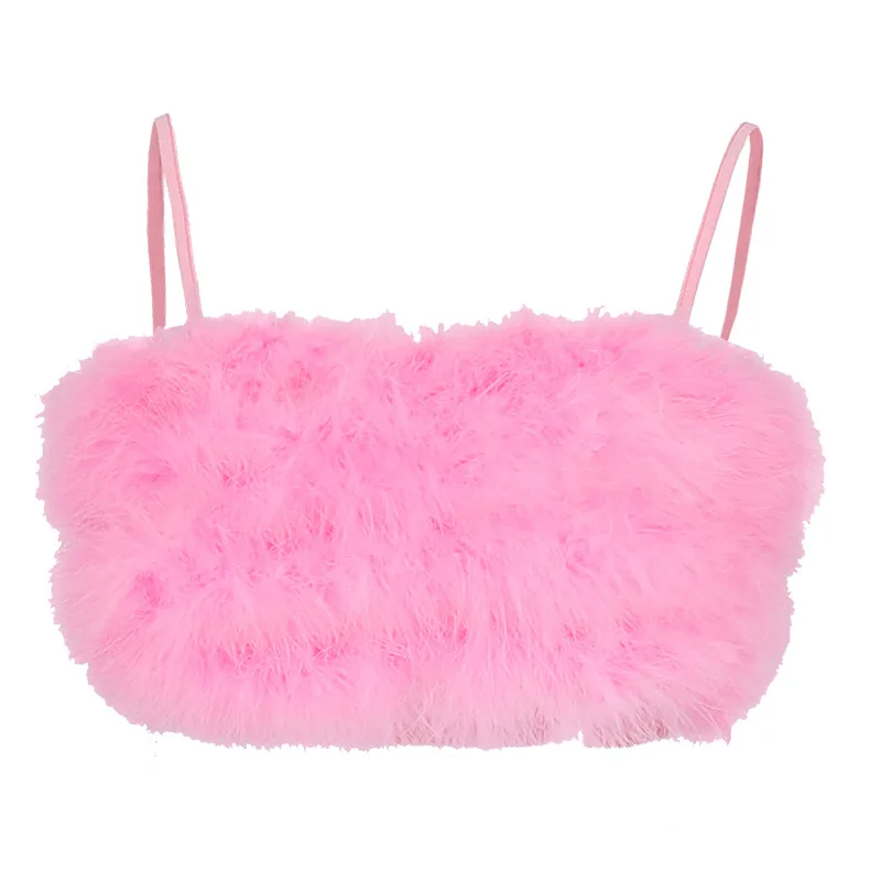 

2023 Spring And Summer Women's Clothing New Fur Suspenders Wrapped Chest Camisole Vest