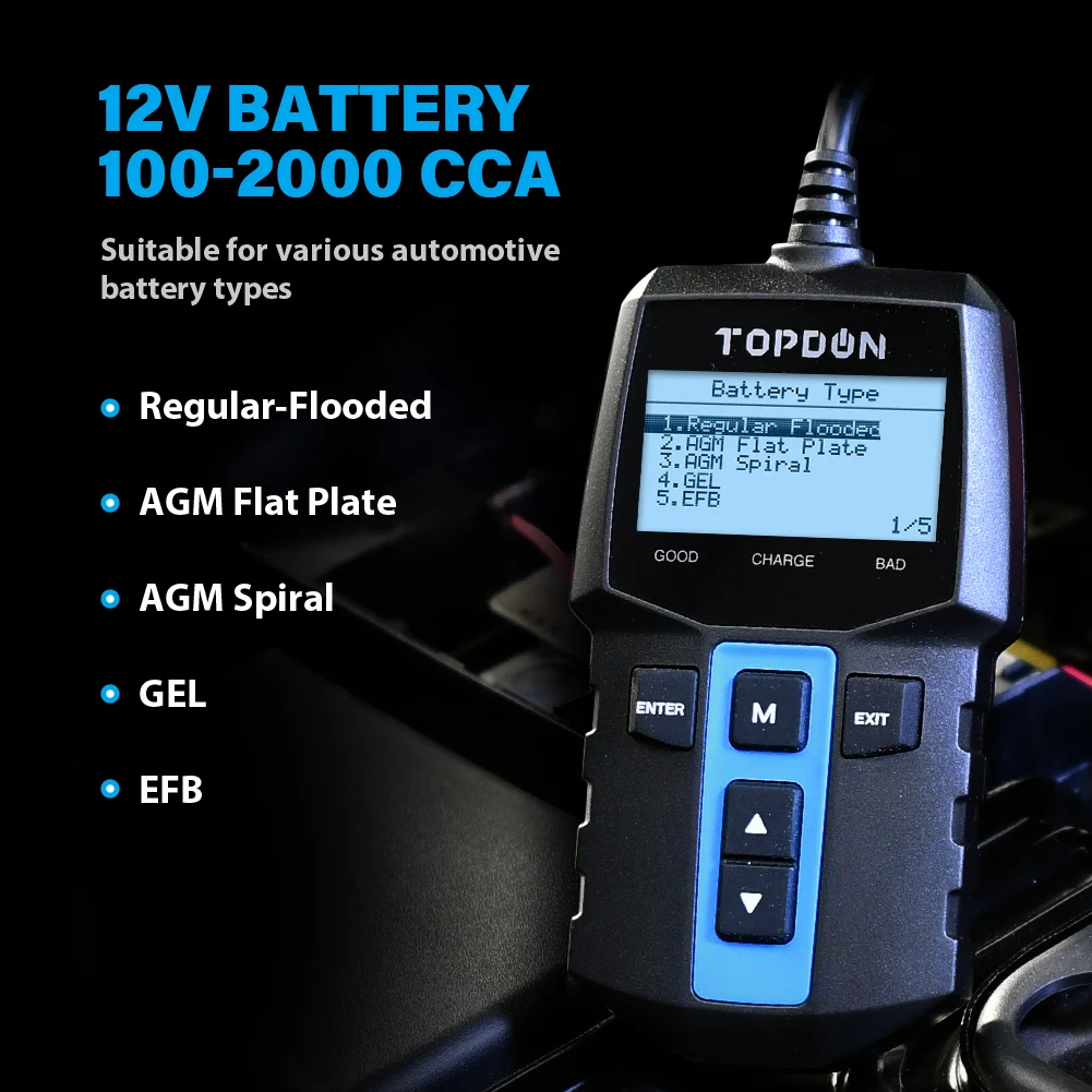 Фото TOPDON BT100 12 В автомобильный анализатор разряда аккумулятора Atuomotive, тестер здоровья №3