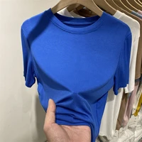 solid white blue korean pit stripe short sleeve t shirt womens tops 2022 spring summer tees new slim bottoming shirt lady top
