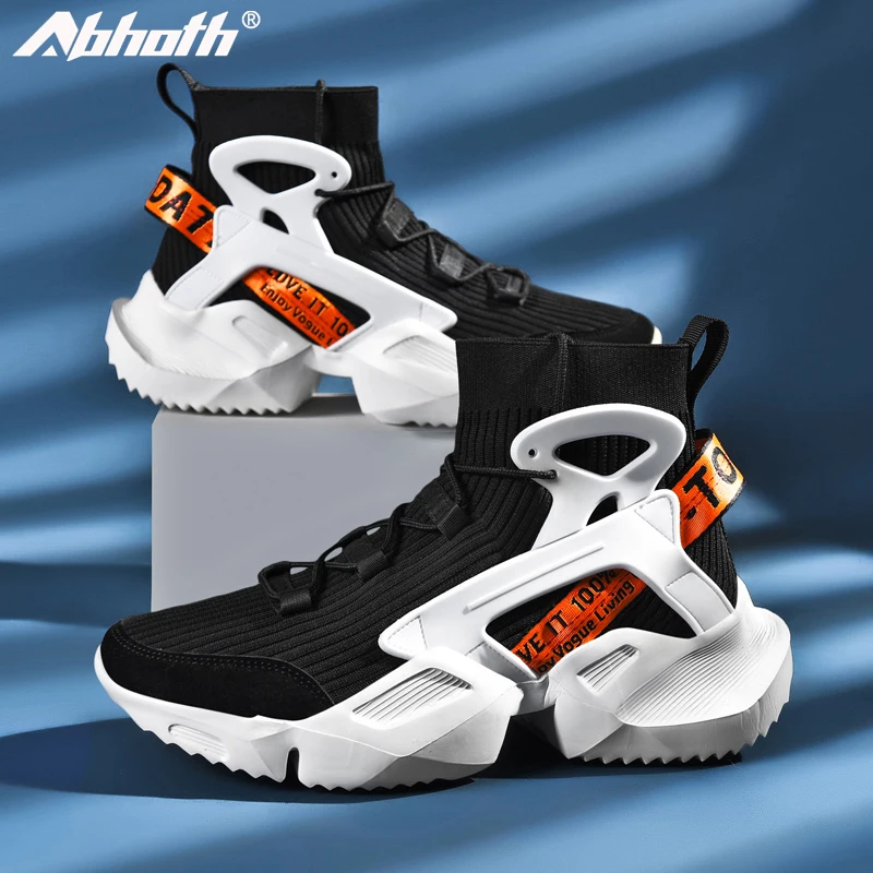 

Abhoth Elastic Mesh Men's Sneaker Breathable Fabric Socks Shoes for Men Large Size Men Shoe Increase Outdoor Men's Casual Shoes