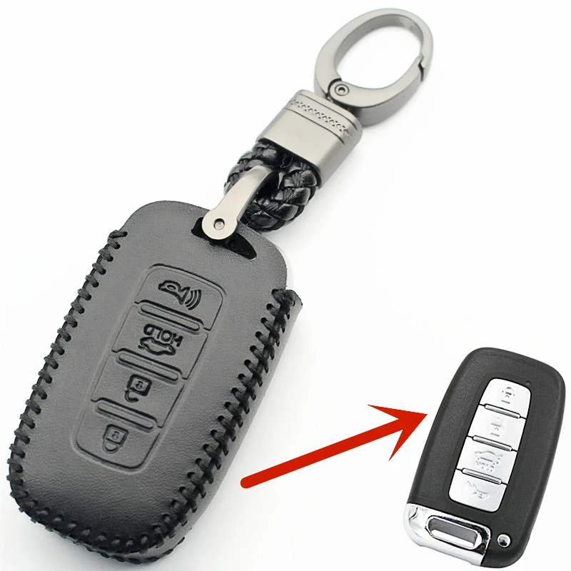 

Чехол из натуральной кожи с 4 кнопками для Hyundai Equus IX35 I30 Tucson Elantra Genesis, Kia Cerato Forte Rio