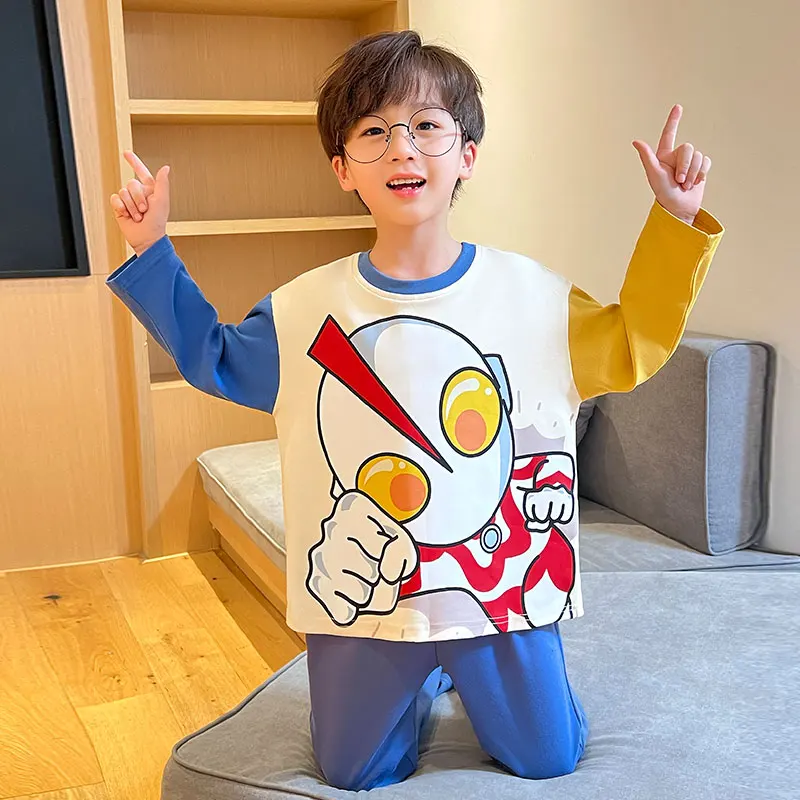 

Disney 2022 Children's Pajamas Boy Suit Autumn and Winter Long-sleeved Cotton Girl Sleepwear Clothes 2-piece Set Kid Sleepwear