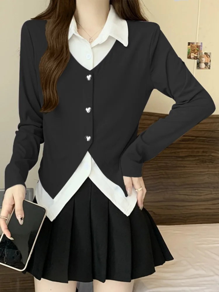 Женская одежда больших размеров Chubby Girl осенне-зимняя рубашка из двух предметов с