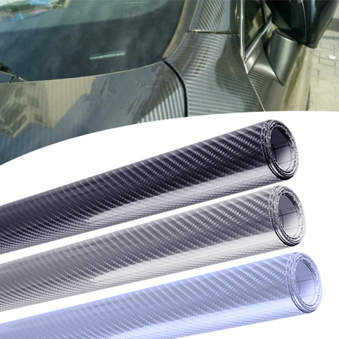

Universal Car Interior Wrap Sticker Vinyl Film 50*152cm Waterproof 7D Glossy Silver & Black & Grey Carbon Fiber Style