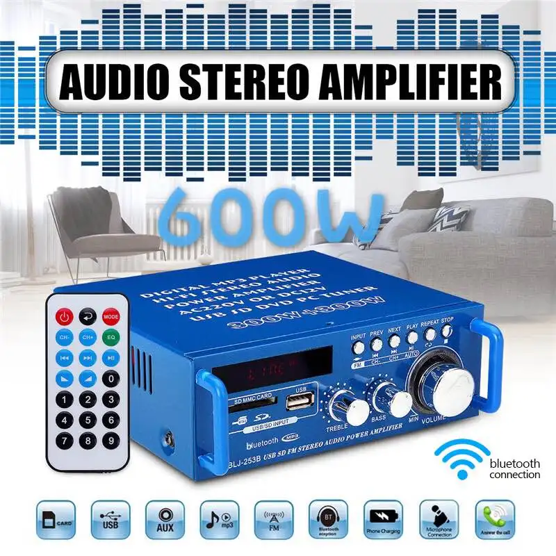 

Усилитель мощности для домашнего/автомобильного кинотеатра, 600 Вт, 220 В