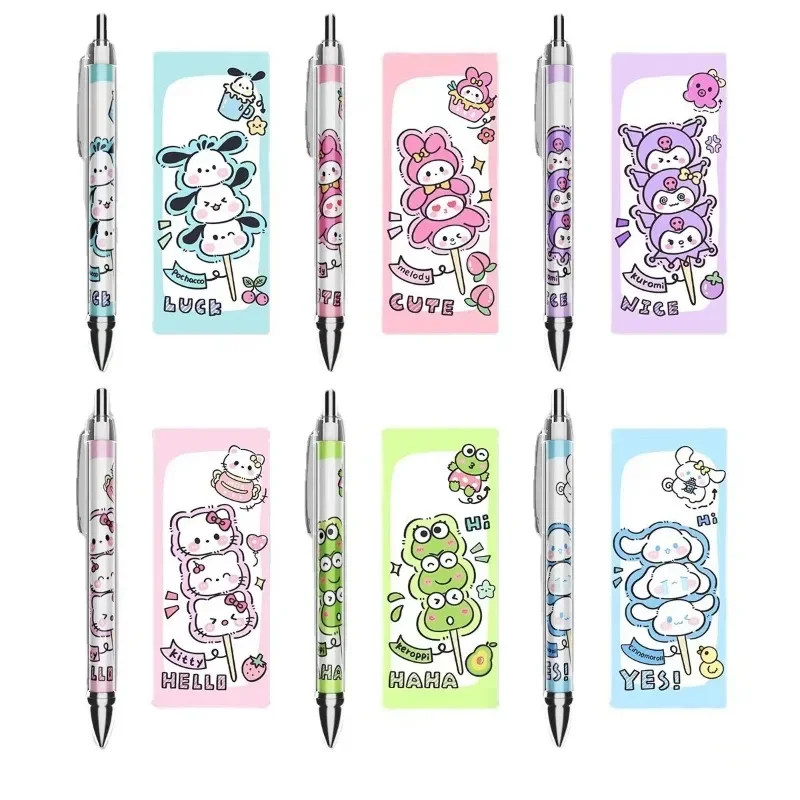 

Sanrio Kawaii Cartoon Gel Pen Anime Hello Kitty Kuromi Cinnamoroll 0.5 Black with Metal Hook Cute Stationery Kids Christmas Gift