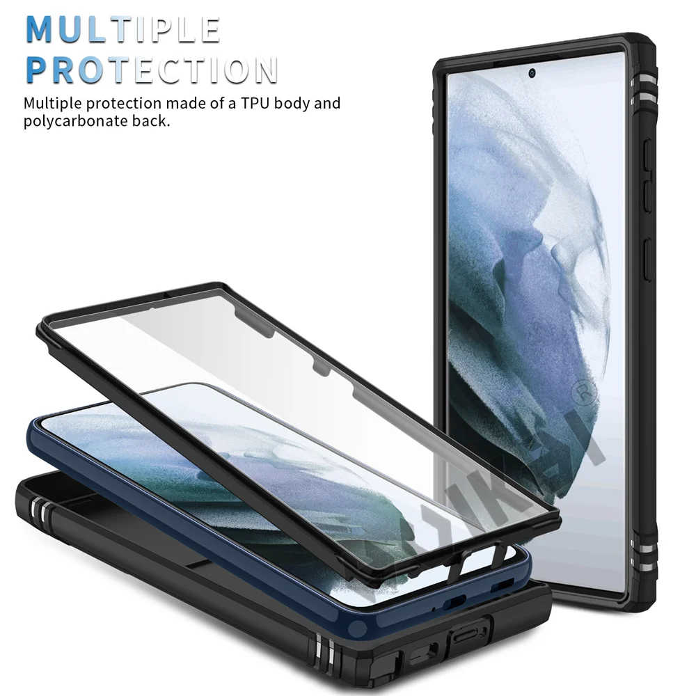 HUIKAI Case For Samsung S23 S22 S21 FE Ultra Plus A52 A32 5G Heavy Duty with Camera 360 Degree Rotate Kickstand Shockproof Cover