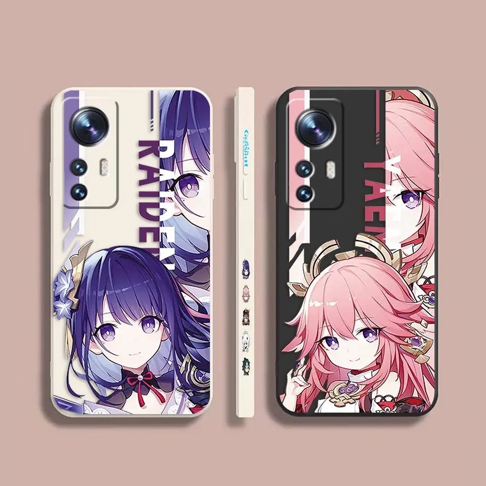 

Case For Xiaomi 13 12 12S 11 11T 10 10S 9 9SE 8 8SE Pro Ultra Lite Colour Simple Liquid Silicone Case Hot Game Genshin impact
