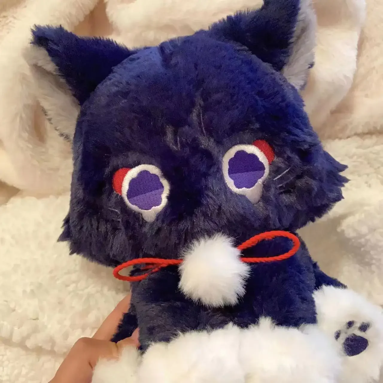 

22cm Genshin Impact Game Black Cat Fluffy Wanderer Pet Plush Toys Scaramouche Cat Cosplay Doll Soft Stuffed Pillow Gift For Kids