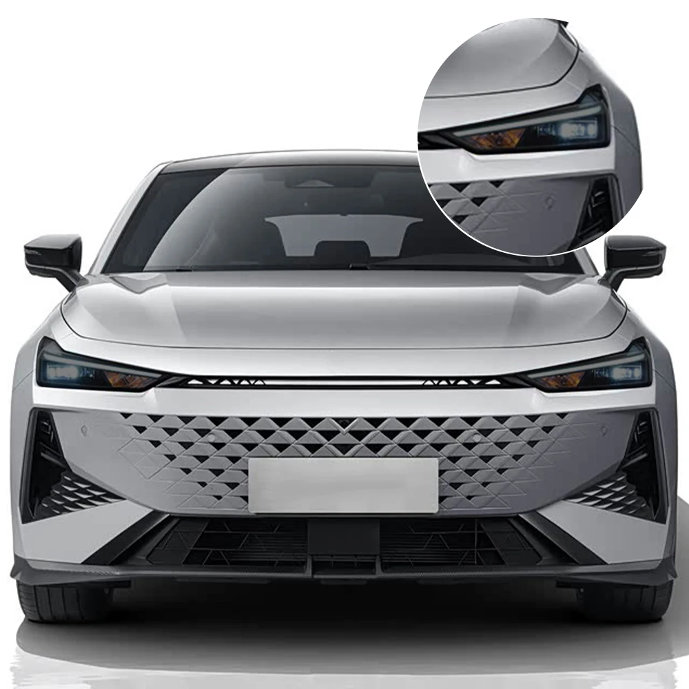 Фото Защитная пленка из ТПУ для фар автомобиля Changan UNI-K UNI-V UNI-T 21-26, дымчато-черная, глянцевая, предварительно вырезанная, антицарапийная виниловая пленка №2