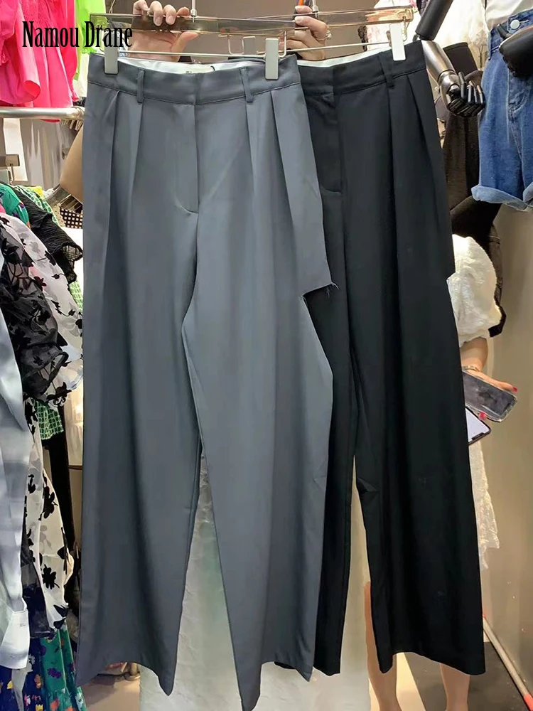 

2022 Korean Version of The New Summer Fashion Temperament Versatile Hole High Waist Loose Wide-leg Trousers Casual Pants