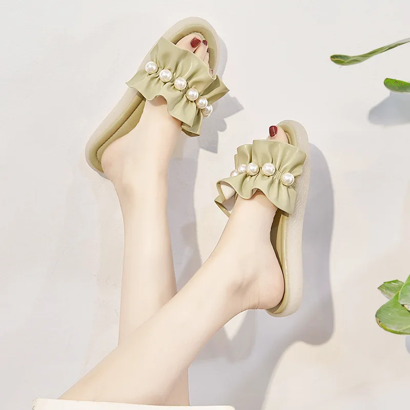 

2022 Leather slippers for women in the summer of wear tendon soft beach shoes XXC-018
