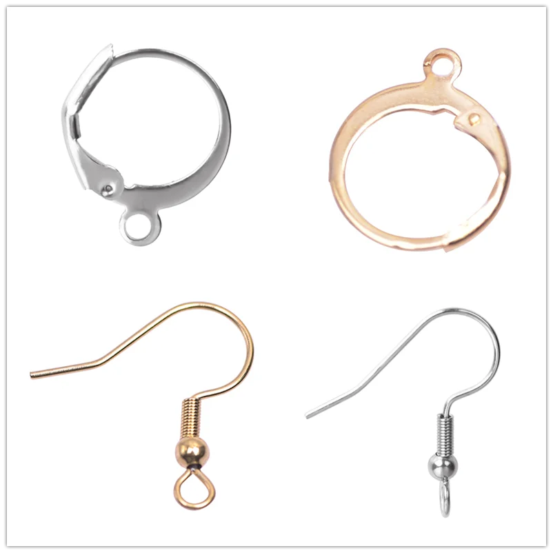

20pcs Real Gold/Silver Plated Earring Hooks DIY Earrings Components Stainless Steel Jewelry Making Supplies Connectors Material