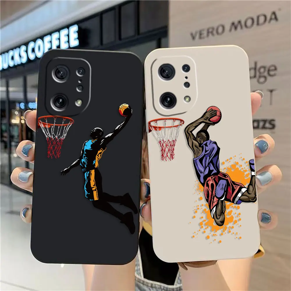 

Case For OPPO FIND X6 X3 REALME X7 X50 RENO 2 4Z 4 6 Lite 5Z 5F 4G 5G PRO Liquid Silicone Case Basketball Dunk