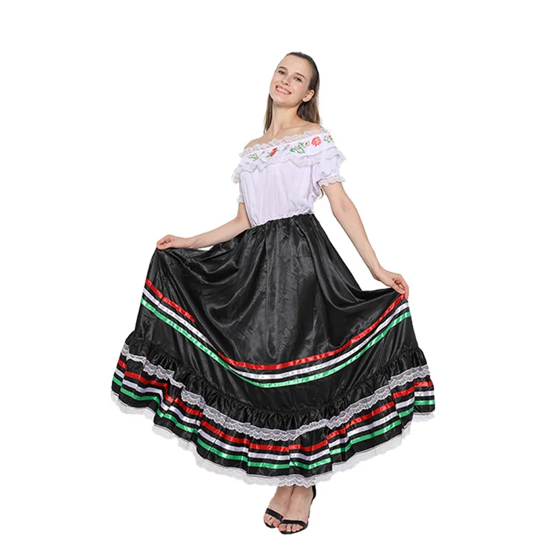 

Traditional Women Mexican Senorita Costume Spanish Cosplay Western Halloween Costume For Adult