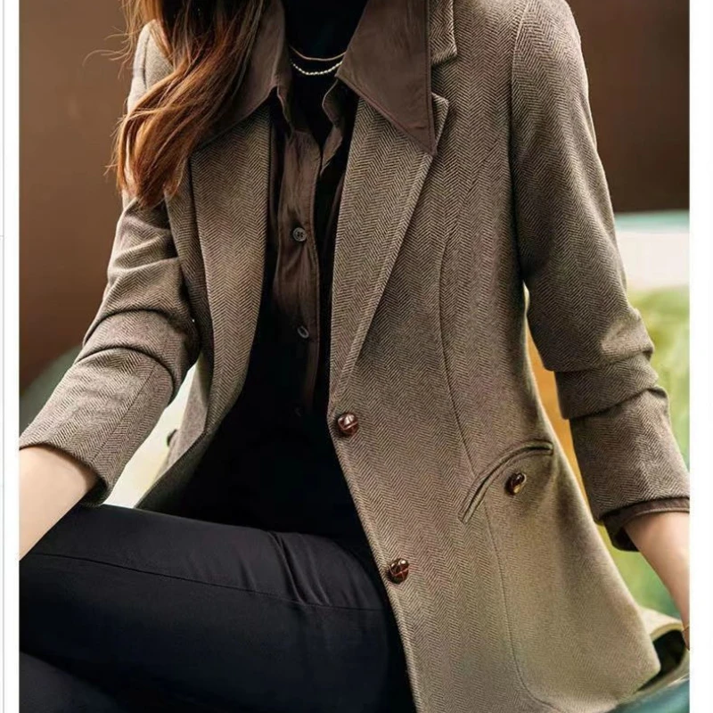 Luxury Designer Clothing Women Tweed Blazer Long Sleeve Autumn/Winter Jacket Office Ladies Slim Fit Korean Fashion Coat New