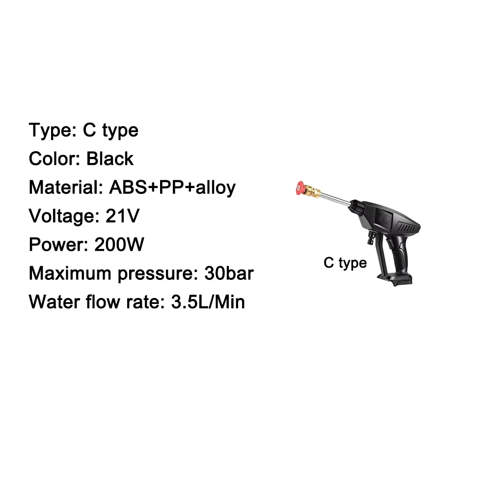 High Pressure Car Wash Washer Gun Foam Generator Portable Water for Home Garden Cleaning Accessories Fit Makita 18V Battery