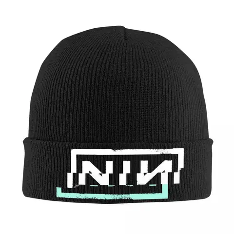 Вязаная шапка NIN Retro с логотипом для женщин и мужчин, Зимняя Шапка-бини, акриловая шапка с 9 дюймовыми ногтями в стиле рок-группы, Кепка в стиле хип-хоп