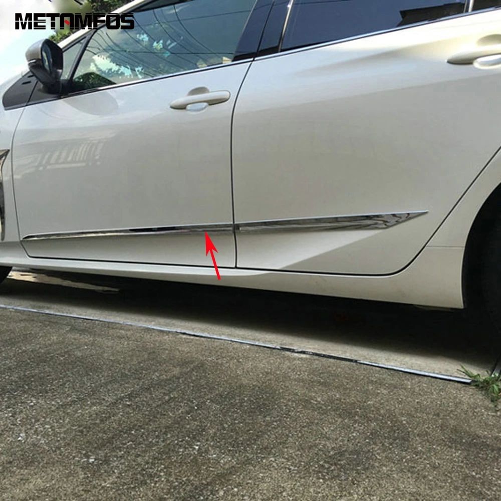 

Для Toyota Prius 2016 2017 2018 хромированная дверь боковая линия полоса кузова юбка молдинг отделка Декоративная наклейка аксессуары автостайлинг