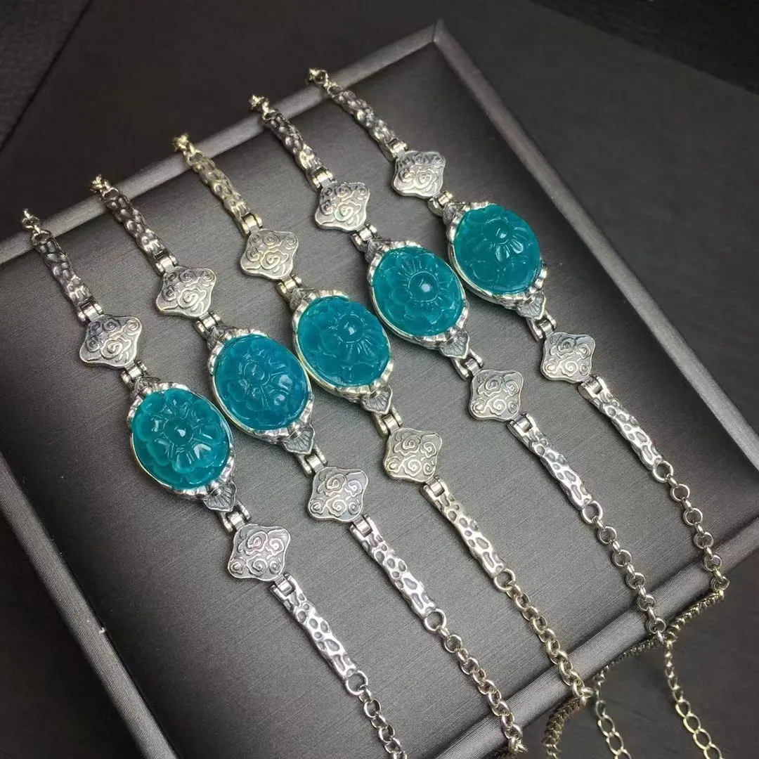 Браслет Unit One из серебра 925 пробы с экономичным натуральным кристаллом амазонита