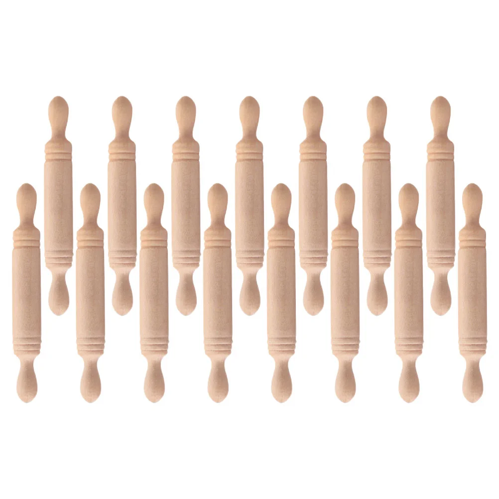 

15 Pcs Mini Wood Rolling Pin Play Toys Pretend Miniature Dough Roller Pizza Vintage Props Wooden Baking