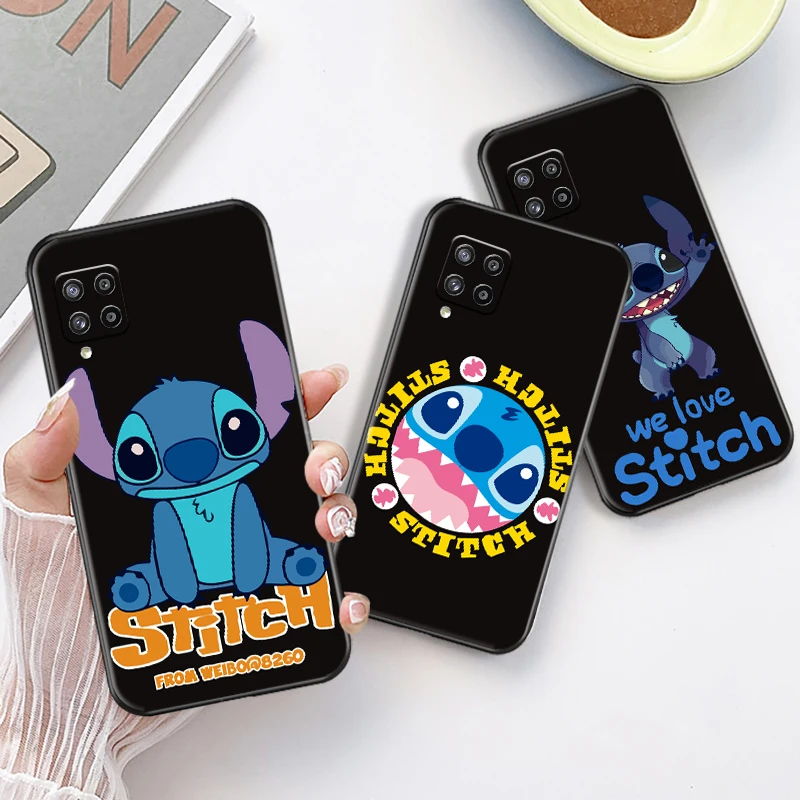 

Cute Cartoon-stitch- Phone Case For Samsung Galaxy M42 5G Coque Carcasa Black Back Funda Bumper