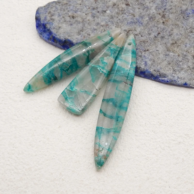 3 шт. свободные бусины из натурального камня хризокола для изготовления