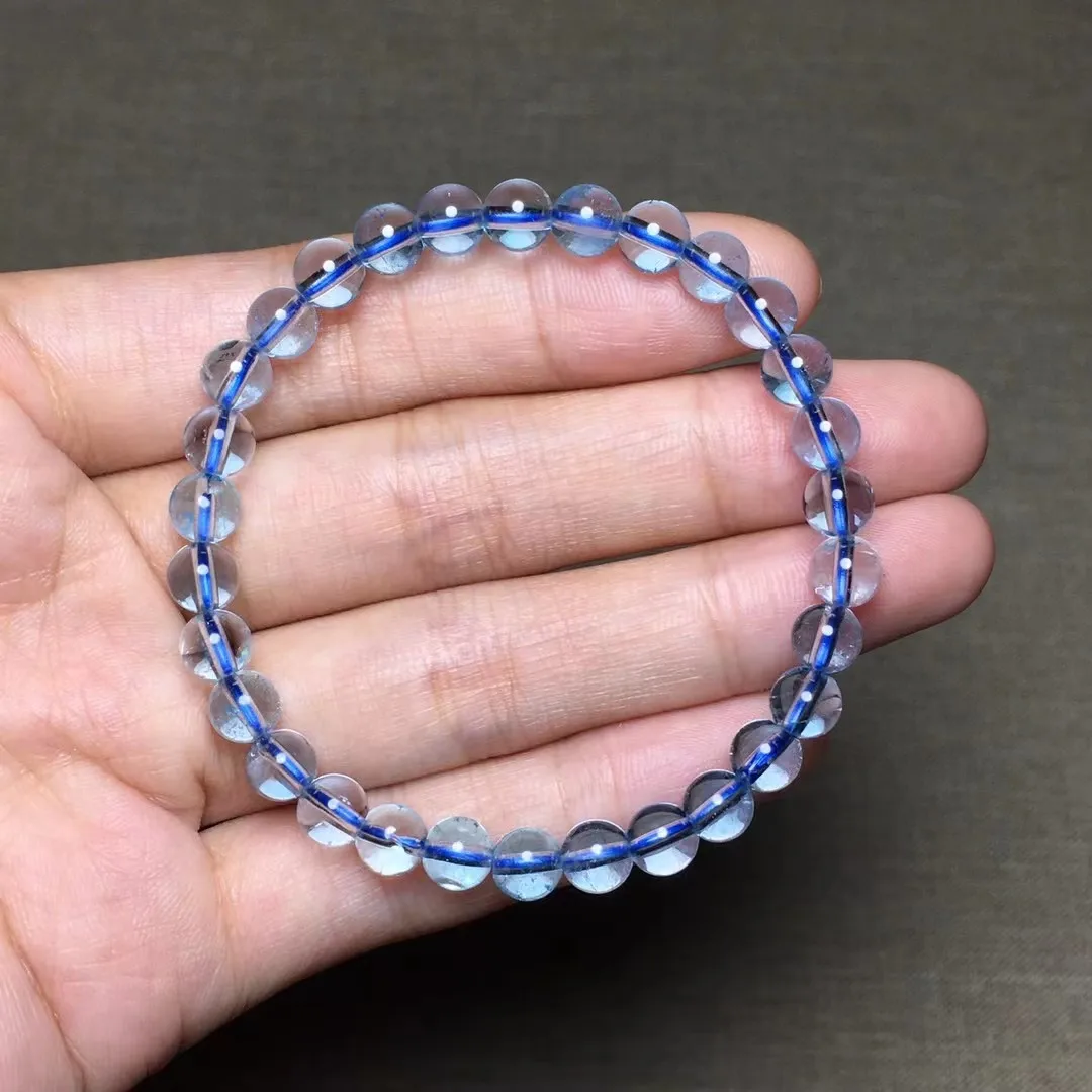 

Женский и мужской браслет из натурального голубого топаза, 6 мм