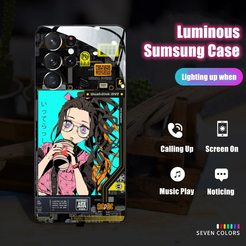 

Voice Sensing Luminous Phone Case for Sumsung S20 S21 S22 Plus Ultra Note10 20 Cool Fashion Clubing Accessories for Trendsetters