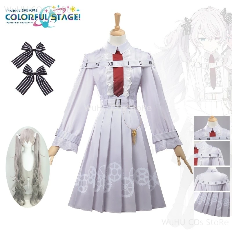 Белый Leek Mikou Косплей Shiraneggi костюм Женский Хэллоуин Ролевая игра Проект Sekai Colorful