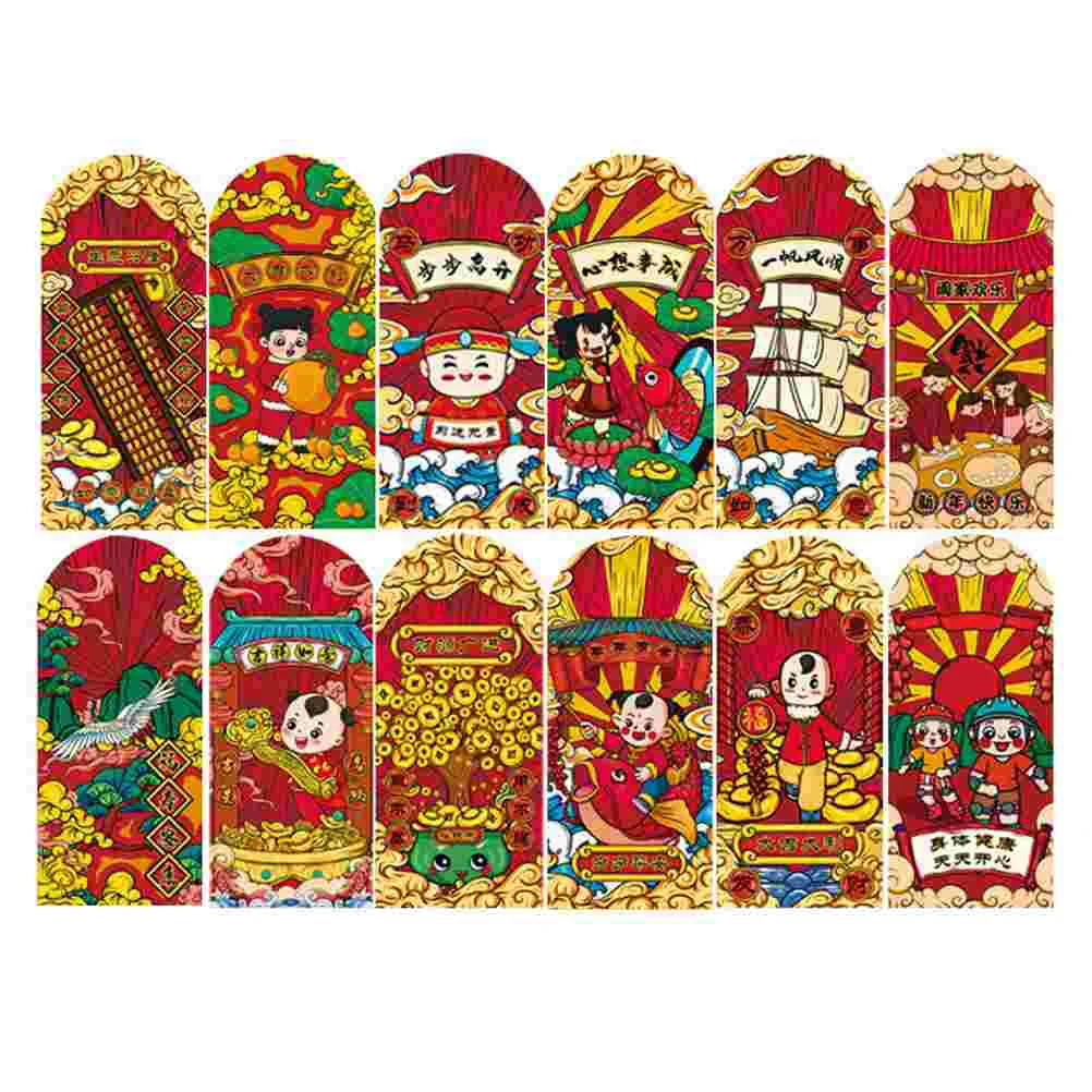 

12Pcs New Year Red Envelopes Red Packets Chinese Spring Festival Supplies