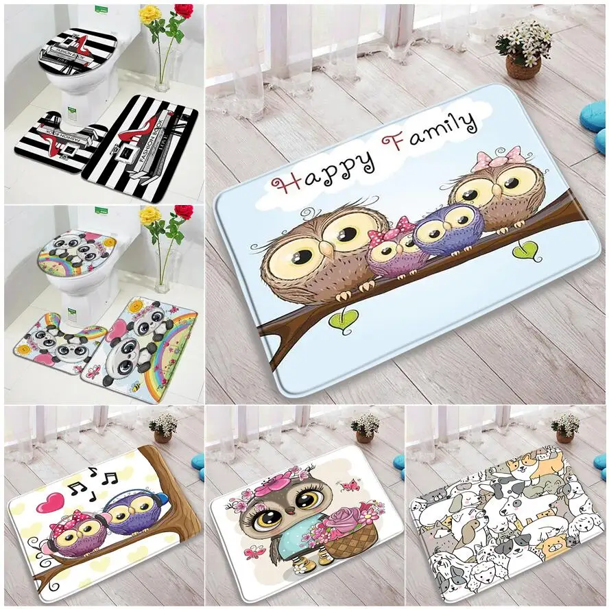 

Cute Cartoon Owl Unicorn Bathroom non-slip Bath Mats lovely Animal Print Children Bedroom Carpet Entry Doormat Christmas Decor