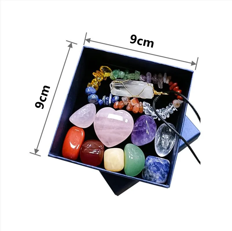 Natural Stone Crystal Gemstone Chakras Healing Quartz Mineral Ornament Home Decor Love Hexagon Pendant High Quality Gifts Box |