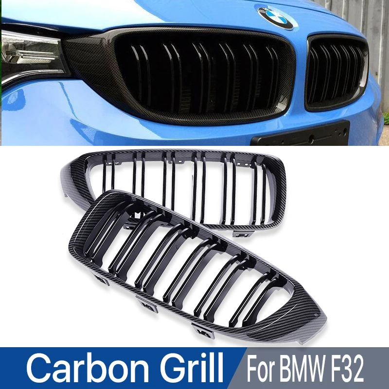 

Front Kidney Double Slats Chrome Black Grilles For BMW 4 Series F32 F33 F36 F80 F82 F83 2013-2020 M4 Sport Style Replacement