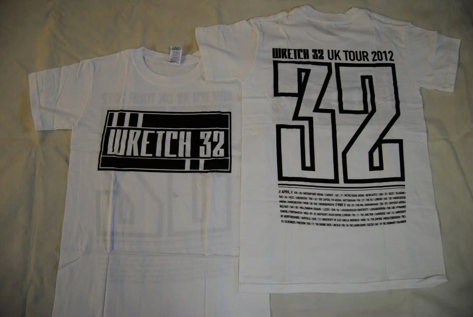 WRETCH 32 Черный Логотип Тур 2012 белая футболка новая официальная не мраморная FR32