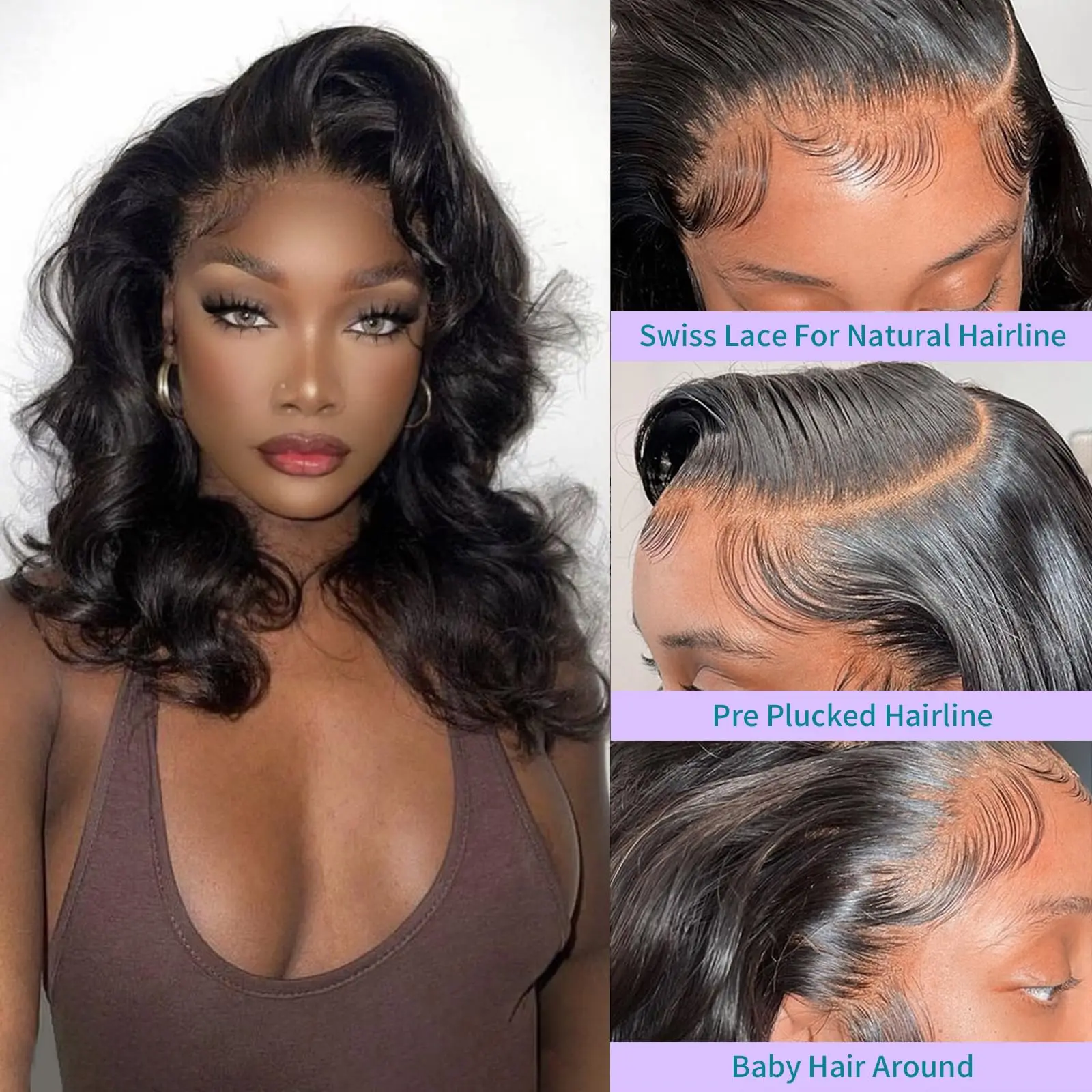 Парик из бразильских волос Remy с хайлайтером цвета прозрачные короткие волнистые